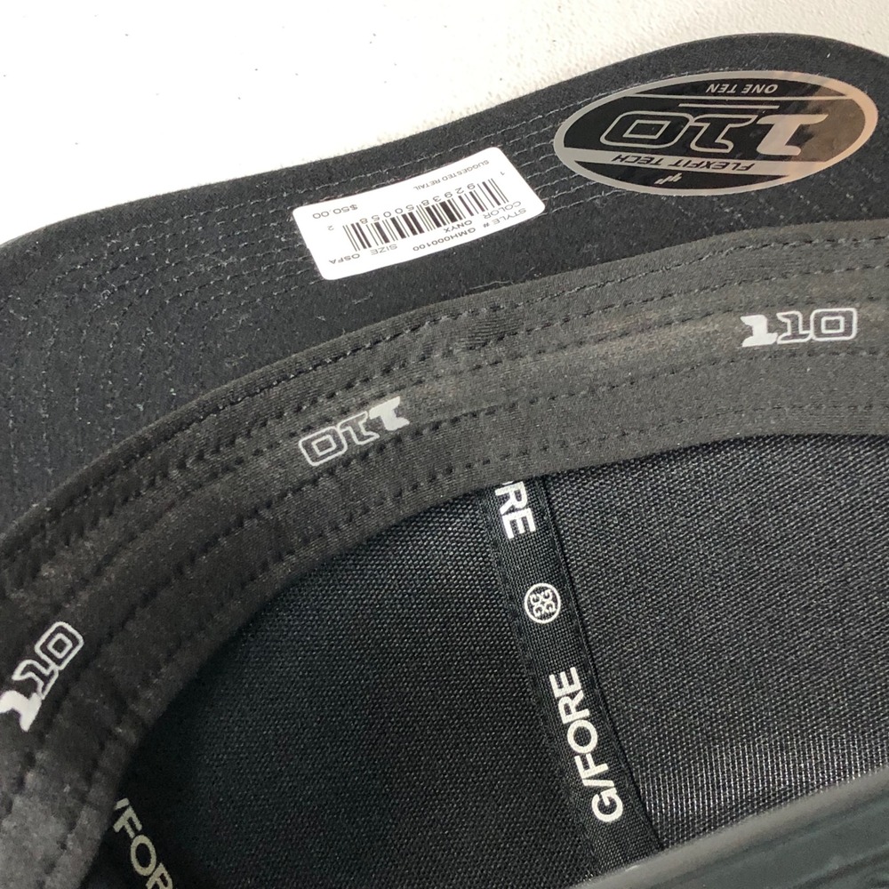 G/FORE Golf Hat Onyx Black Perforated Flexfit 110 Quick Turn GMH000100 IEM Logo - Picture 11 of 12